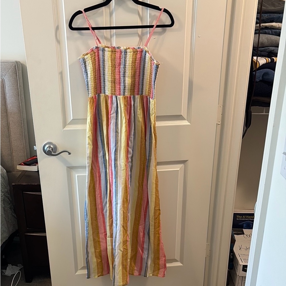 Billabong Smocked Sundress Orange Yellow Sleeveless